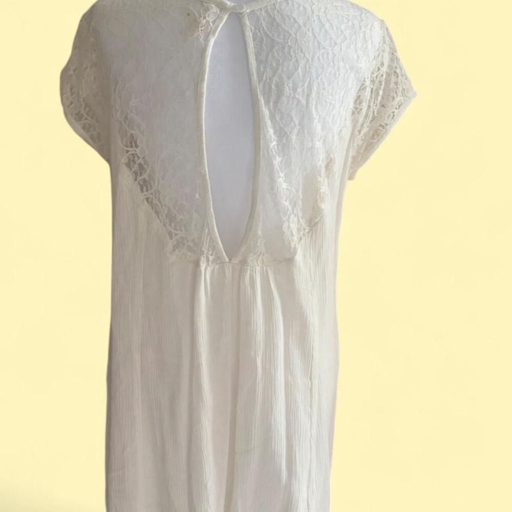 Unbranded Women's Cream and White Dress